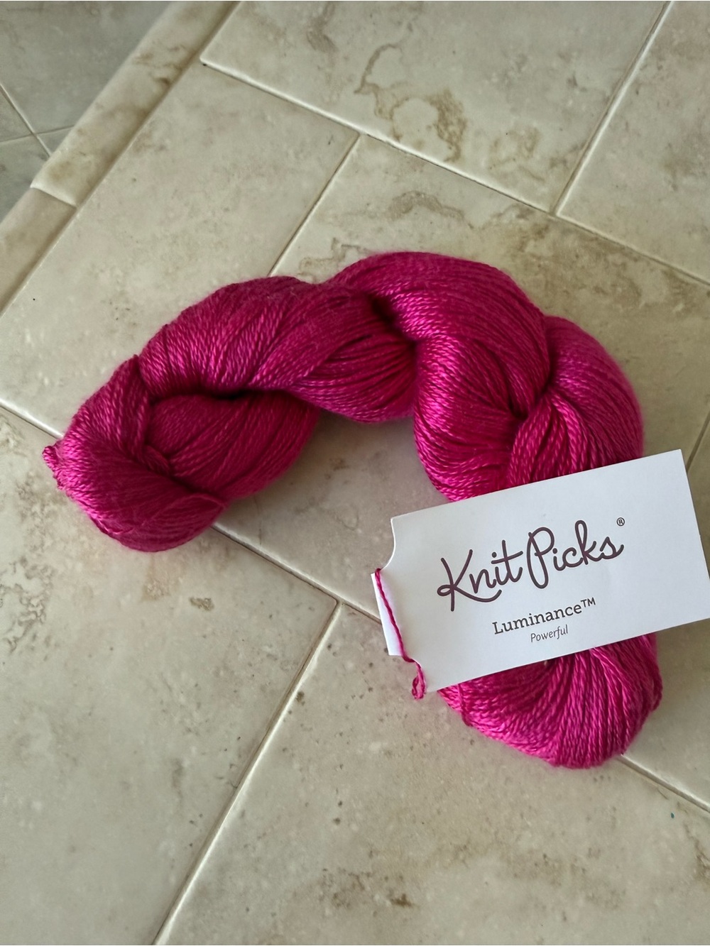 Knit Picks Luminance Bright Pink Shawl 100%Silk Yarn - 1 Hank